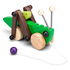 Đồ chơi con châu chấu kéo dây gỗ đồ chơi chuyển động vui nhộn con vật khớp cho bé