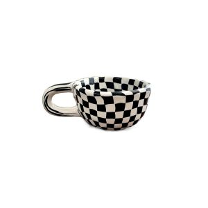 QUA INS Ceramic Coffee Cup Hand Pinched Plaid Breakfast Container Creative Comfortable Grip Water Cups Coffee