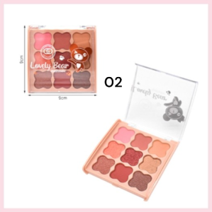 อายแชโดว์พาเลทตา 9 สี Lovely Bear eyeshaodw เนื้อดินน้ำมัน ประกายชิมเมอร์ สีสวย ติดทน NO:LK5015