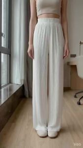 Women Pants Summer Ice Silk Wide Leg Pants High Waist Casual Pants Female Slimming Loose Black Straight Trousers