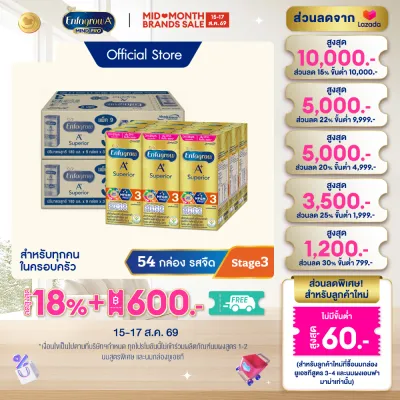 นมกล่อง เอนฟาโกร ยูเอชที ซุพีเรียร์ สูตร3 (27 กล่อง) x2 ลัง Enfagrow UHT Superior Stage3 Plain (27 boxes) x2 cases *แพ็คเกจอยู่ระหว่างการเปลี่ยนแปลง