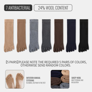 MiiOW Merino Wool Five Finger Sock Men Cold Resistant Cashmere Split Toe Stocking Thicken Heated Winter Long Sock Warm Wool Sock