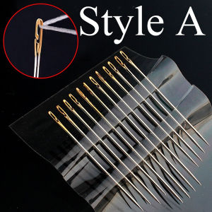 12Pcs Self-threading Sewing Needle Stainless Steel Fast Automatic Threading Needle Pin DIY Punching Needle Threader