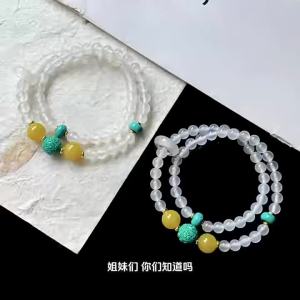 Thousand Crystals and Ten Thousand Beads Natural red agate bracelet diy Double-ring bead bracelet with patterns five elements beads womens bracelet small commodity for stalls 2026