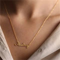 022 Kalung Custom Liontin Nama Polos Bisa Buat Nama Sendiri Lapis Emas 24k Anti Karat. 