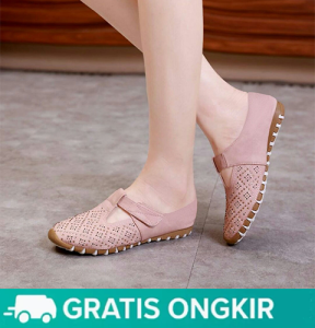 Rajawedges - Sepatu Slip On Wanita Model Bunga Sintetis Velcro Kekinian NN 04