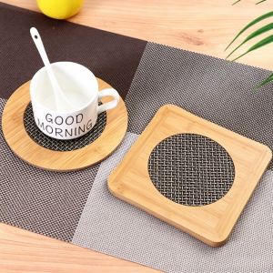 Kitchen Wooden Placemats Heat-Insulating Anti-Slip Tableware Mat Coaster Trivets Hot Pads for Pot