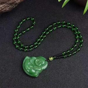【ZP】Cute Natural Green Chinese Agate Dragon Rose Pendant Necklace Fashion Charm Jewelry Carved Blessing Amulet Gifts For Women Men