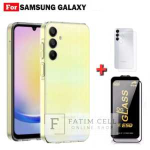 Paket 3in1 Samsung Galaxy A16 Case Clear + Tempered Glass Anti Static + Skin Carbon 3D