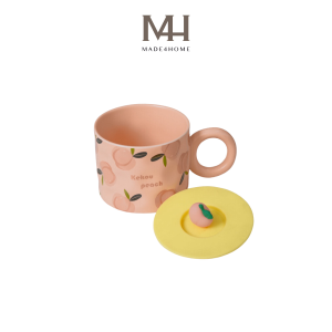 Ly sứ cao cấp họa tiết trái đào hồng Made4Home size 350ml