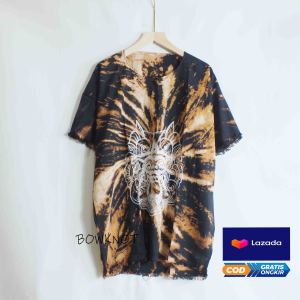 NEW - baju bali lengan pendek - motif tiedye vertikal - jet black premium - kaos bali pria dan wanita