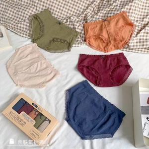 Y&L FASHION #YL028 5 Pcs Japanese-style mid-rise pure cotton comfortable and breathable womens underwear