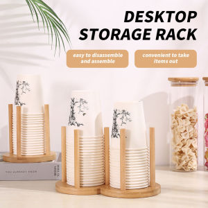Wooden Cup Holder Disposable Cup Storage Holder Rack Shelf Water Tea Cups Coffee Tea Water Cup Stackable Rack Wood Dispenser with Longer Stick Mug Display Stand Organizer