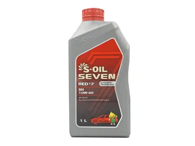 S-Oil Seven Red #7 SN 10W40 Synthetic Technology Gasoline Engine Oil (1 Liter)