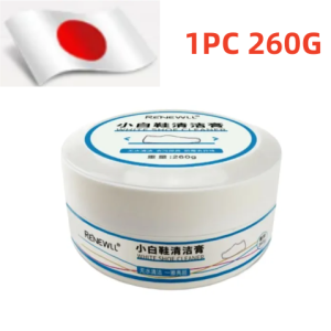 White shoe cleaner for sneakers 3x stain removal no water cleaning quick wipe shoe cleaning cream multipurpose sports shoe leather canvas shoes bags car interiors effective whitening de-yellowing de-oxidizing decontamination cleaning past with wipe spong