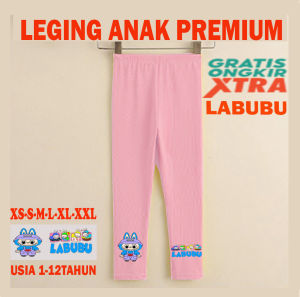 leging anak bahan spandek/leging anak perempuan/leging motip LABUBU BIRU