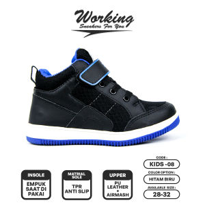 Sepatu Anak Sekolah Model Boots Tali Perekat Laki Laki Perempuan Kids-08 Size 28-32