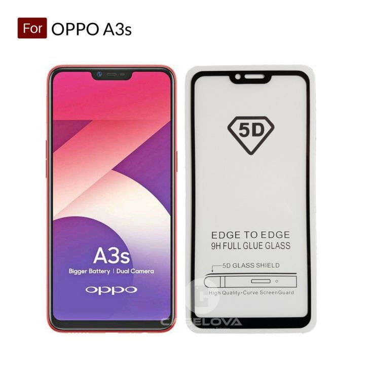 TEMPERED GLASS OPPO A3S 5D FULL COVER ANTI GORES KACA OPPO A3S