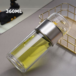 360ml ขวดน้ำแก้วพร้อมที่กรองแก้วกาแฟพกพาถ้วยชาเครื่องชงกาแฟแก้วทัมเบลอแบบมีที่กรองผนังสองชั้น