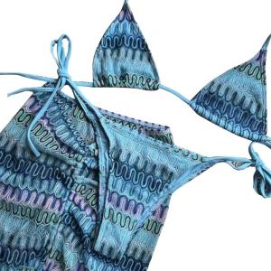 Women 3 Pcs Split Swimsuits with Cover Up Ladies Halters Swimwear Striped Bathing Suit for Vacations Beachwear