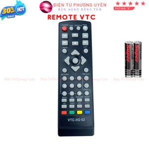 Remote điều khiển đầu KTS mặt đất VTC HD02 điều khiển tivi truyền hình vệ tinh VTC T205 - Tặng kèm pin