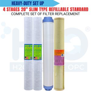 Water Filter Replacement for 4 Stages 20" Slim Type Refillable Standard Deepwell Filter Replacement