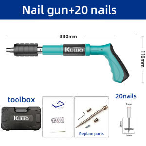 Nail Gun Cordless Manual Steel Rivet Nail gun Tufting Concrete Wall Pipe Clam nail tacker For Tool Punch Electric tool Heavy Duty Set Nails Ceiling Artifact Anchor Wire Slotting Device Fastening Clamp Round Cap Power Duty Tools