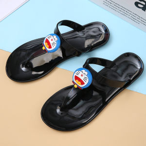 MANXIXI Fashion Women Flip Flop Bohemian Style Beautiful Cartoon Cat Cute Jelly Flat Slippers (Size 36-41)