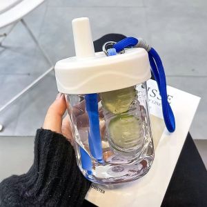 Aoduoyaya 600ml Sippy Cup Straw Carry Leakproof BPA Free Portable Carry Strap Infuser Kids School Gym
