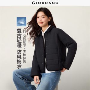 Giordano Women Corduroy trim turndown collar padded jacket Free Shipping 05376724