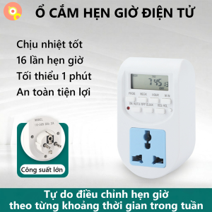 Ổ Cắm Hẹn Giờ Điện Tử GH10 Tự Động Bật Tắt Linh Hoạt 16 Chương Trình Hẹn Giờ Công Suất Lớn Nhỏ Gọn
