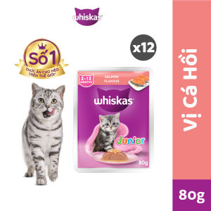WHISKAS® Thức ăn cho mèo con dạng sốt (pate mèo) 80g (12 gói)