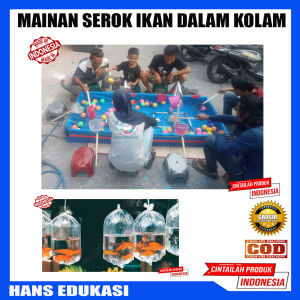 Mainan pasar malam Serok Ikan hidup dalam kolam
