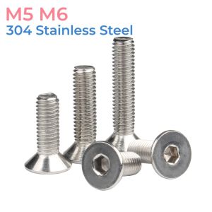 DIN7911 304 Stainless Steel Hexagon Hex Socket Flat Countersunk Head Furniture Screws Allen Bolts M5 M6