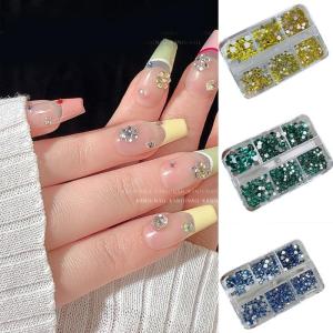 6 Lưới kim cương giả gắn móng Mini móng tay Kim Cương Charms 3D Đá Quý Vòng Thạch DIY Làm Móng Tay trang trí móng tay