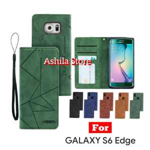 Flip Magnet For Samsung Galaxy S6 edge Case Dompet Motif Flip Cover Leather Premium Casing HP