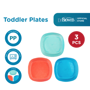 Dr. Browns Toddler Plates 3-Pack (TF022) / Peralatan Makan Bayi / Piring Makan Bayi / Peralatan MPASI