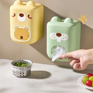 STVML Dustproof Filter Storage Box Cartoon Extractable Disposable Filter Screen Storage Container Wall Mounted Kitchen Storage Box Bathroom Organizer