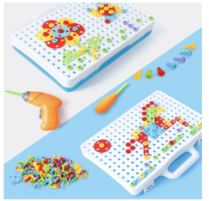 Kids Electric Drill Screws Assembled Block Design Toys Boy Pretend Play Toy Drill Toysporary Educational Toy