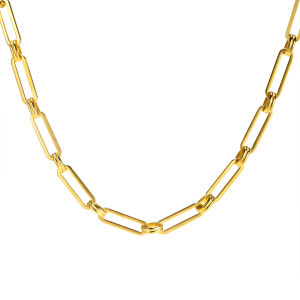 Vnox Fashon Bohemina 14K Gold Plated Dainty Paperclip Link Chain Necklace for Women Girls Stainless Steel Jewelry