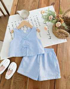 FREE SHIPPING & COD Casual Classy Elegant Summer Wear GIRL Front Ribbon Top and Shorts for Girl Kids - 2 to 14 years old - classy and elegant - timeless classic - timeless piece - casual office party - classic piece - super kapal ng tela - hindi ka