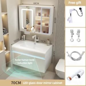 [CozyNest ]Cream Wind Ceramic Integrated Smart Bathroom Cabinet Combination of Simple Modern Bathroom cabinet