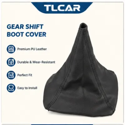 TLCAR Hardingsun 1pcs Toyota Hilux Vigo Toyota Fortuner toyota innova Low Gear Leather Shift Knob Boot Cover Black 2005 2006 2007 2008 2009 2010 2011 2012 2013 2014 2015