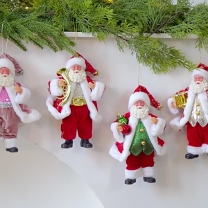 Christmas Home Decoration Resin Santa Figurine Pendant Shatterproof Design Desktop Ornament for Family Use