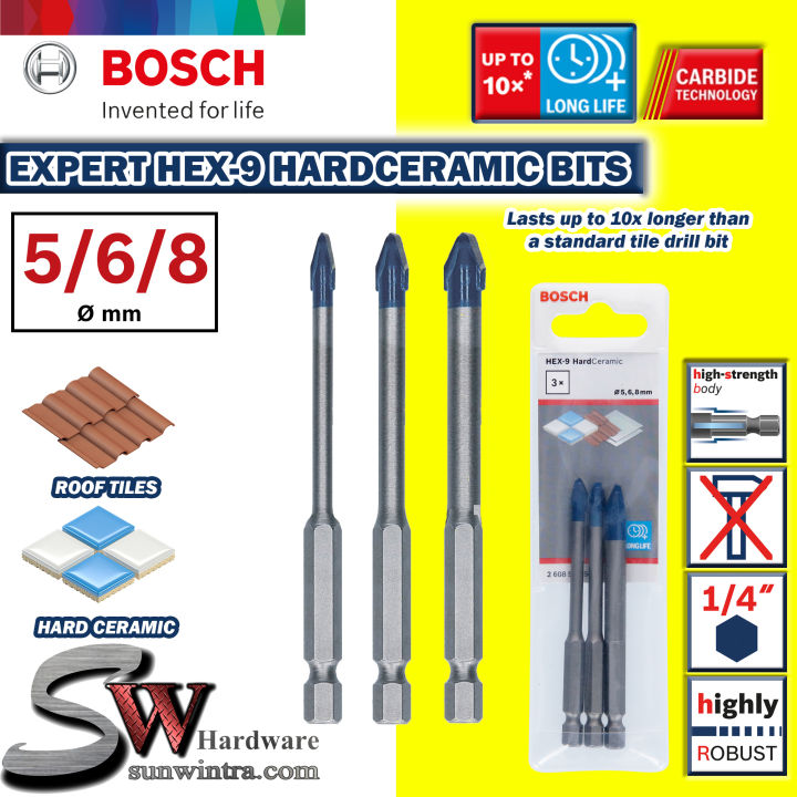 BOSCH 3pcs Expert HEX-9 Hard Ceramic Drill Bit Set 5MM 6MM 8MM