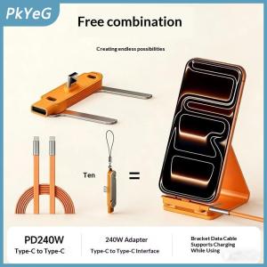 PkYeG 240W USB C Để C 2-Trong-1 Nhanh Chóng Sạc Cáp Dữ Liệu Có Thể Gập Lại Chủ Cho Điện Thoại Máy Tính Bảng Không Gian làm việc