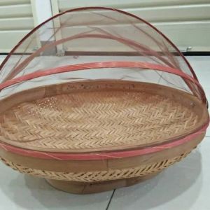 GROSIRAN TUDUNG SAJI BAMBU BULAT OVAL DATAR