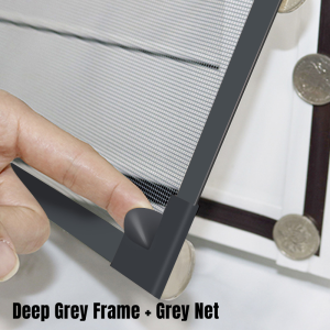 Adjustable Magnetic Window Screen DIY Self-Adhesive Window Screen Net Fits Any Size with Frame Gray Fiberglass Mesh