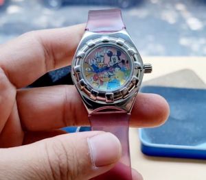 Disney Mickey Mouse Boy Quartz Analog Movement with Silicon Band Watch QA999 Pink