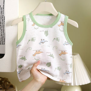 เสื้อกั๊กเด็กผ้าฝ้ายแท้ฤดูร้อนปี 2025 ใหม่เด็กชายและเด็กหญิงแบบไม่มีแขนการ์ตูนเสื้อผ้าเด็ก145